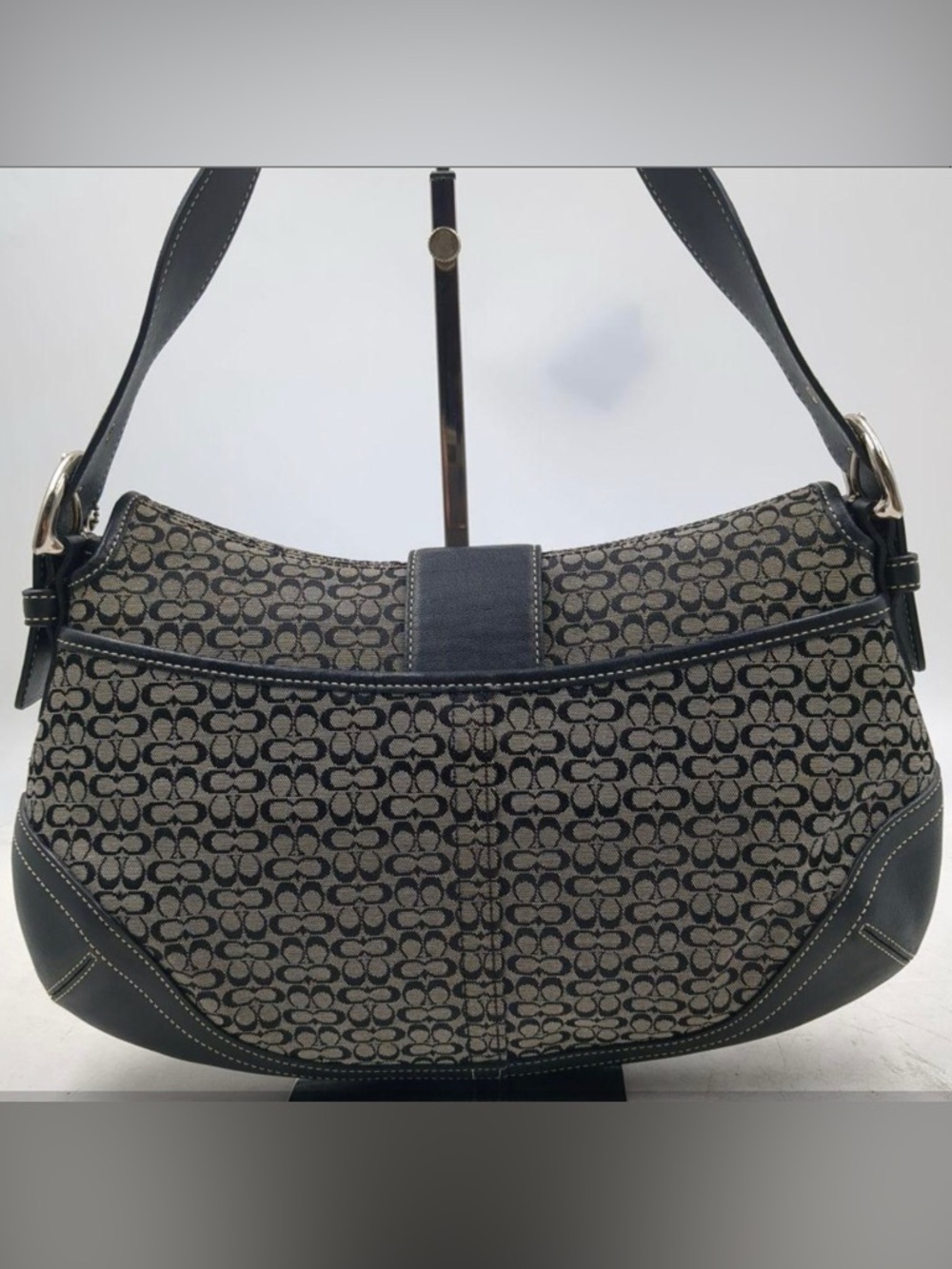 Coach Vintage Soho Black Signature Canvas Shoulder Bag with Silver Hardware - Picture 9 of 9